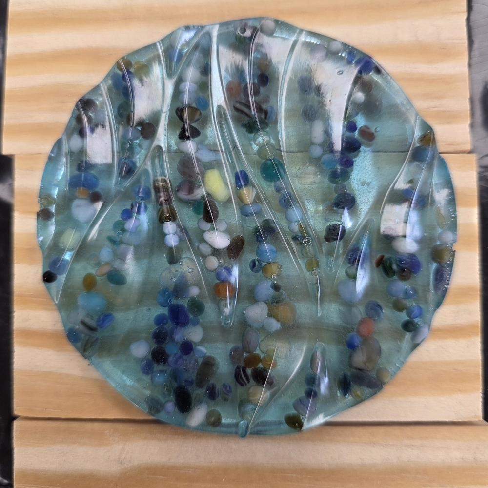 Handcrafted Resin Art Coaster with Multicolor Accents